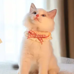 Cat scarf, pet cat, dog, rabbit scarf, flower crochet collar, Teddy, Pomeranian wool knitted cute