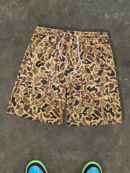 Unisex Camo Print Shorts, Regular Fit Casual Street Shorts for Summer, Fashion Men's Bottoms for Daily Wear