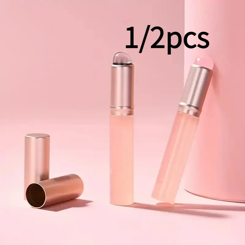 1/2 silicone round head soft lip brush, professional lipstick application brush, girls' cosmetics tool makeup brush