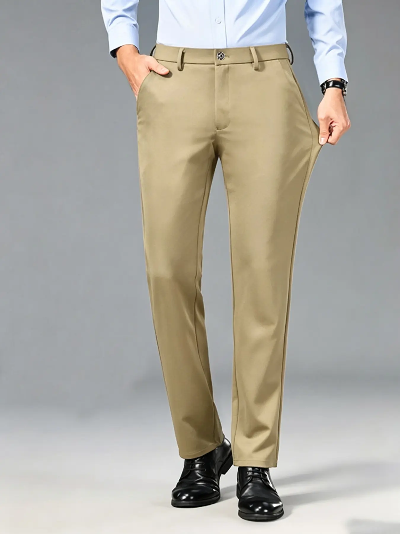 Men's Business Blazer, Slim-Fit Ankle-Length Suit Pants, Lightweight Breathable Fabric, Anti-Wrinkle, Comfortable for Work & Parties