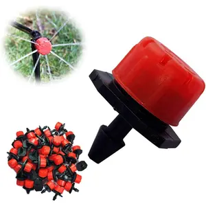 100Pcs1/4Inch Adjustable Irrigation Drippers Sprinklers Watering Sprinklers Anti-Clogging Emitter Dripper Red Garden Supplies
