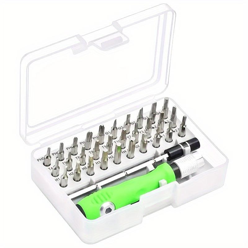 32-in-1 Precision Screwdriver Set with Magnetic Bits  Ergonomic Green Handle, Multi-Functional Repair Kit for Electronics, Glasses, Jewelry & More, Includes 32 Bits & Organizer Case, Electronics Repair Kit|Ergonomic Design|Durable Handle, S