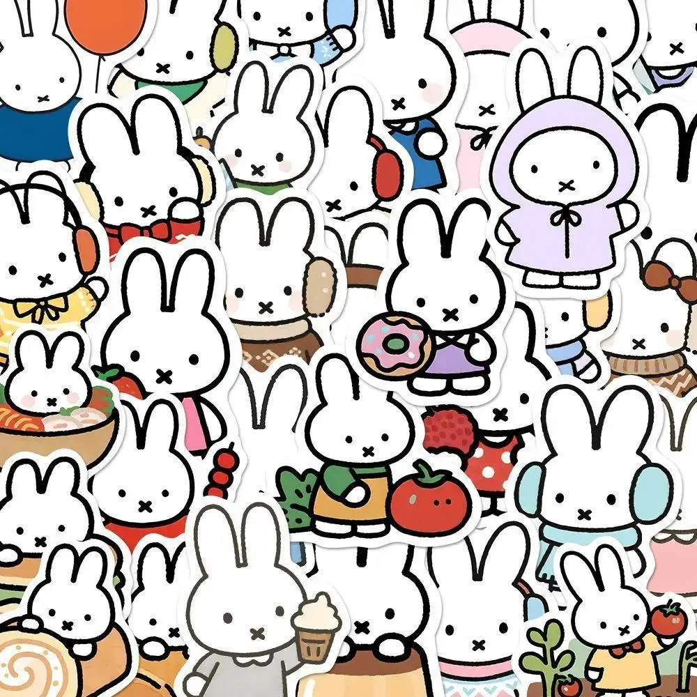 80PCS Kawaii Miffy Cute Sticker Decoration Card DIY Water Cup Phone Refrigerator Luggage Waterproof Stickers Gift Toy for Girl