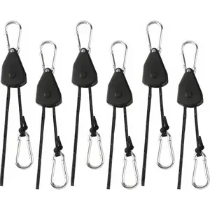 15ft Ratchet Strap Rope Tie Down Rope Rollers 6 Pack Paracord Tarps Tie Downs Small Cam Jam Retractable Paracord Ropes Tightener for Tent Canopy Use 1/8 inch
