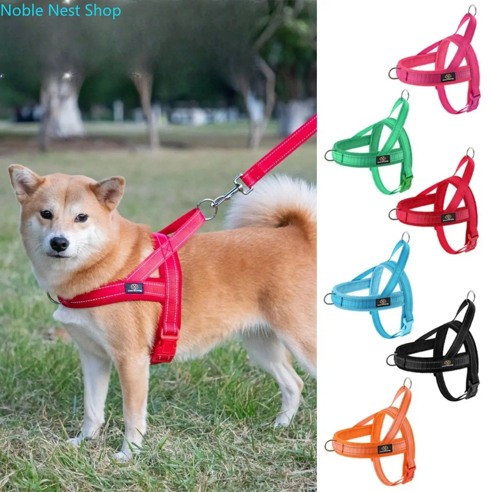 No‑Pull Dog Harness and Leash Set, Breathable Mesh Vest Harness, Adjustable for Small & Medium Dogs, Comfort Traction Rope Kit for Daily Dog Walking