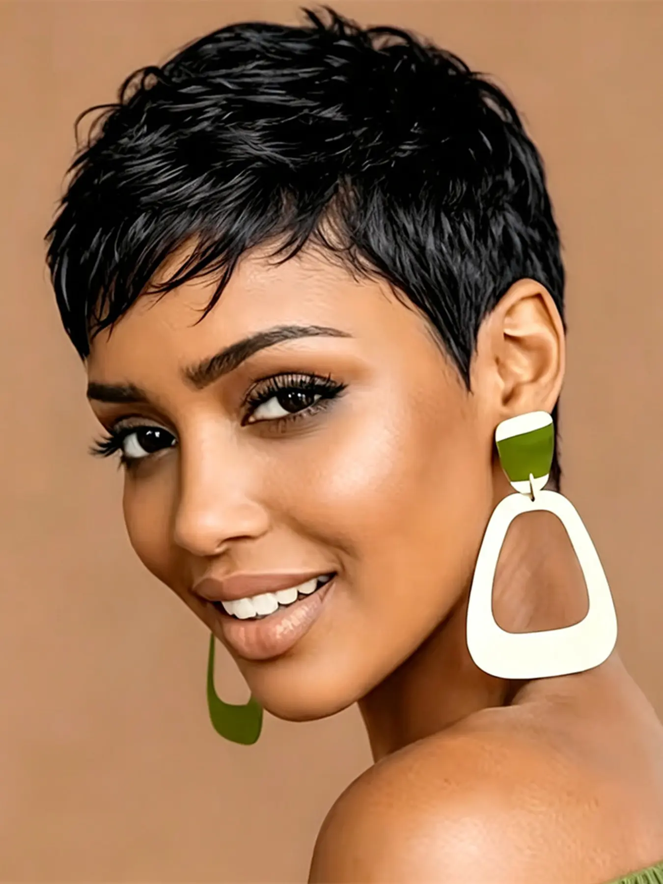 pixie wig daily party use human hair wig for women stylish gift wig layered pixie cut human hair wig short straight human hair wig black blonde burgundy brown color machine made
