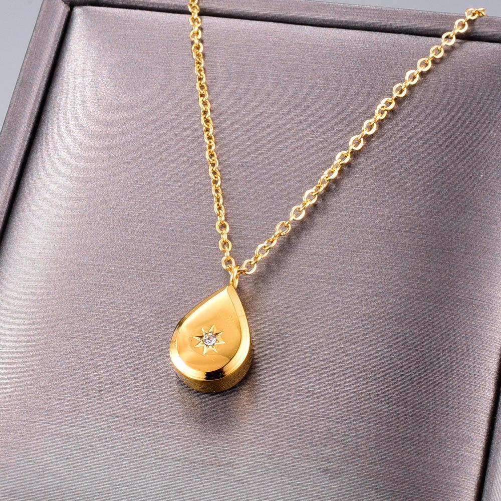 Oblong brand North Star light inlaid zircon pendant necklace square brand star mount collarbone chain female