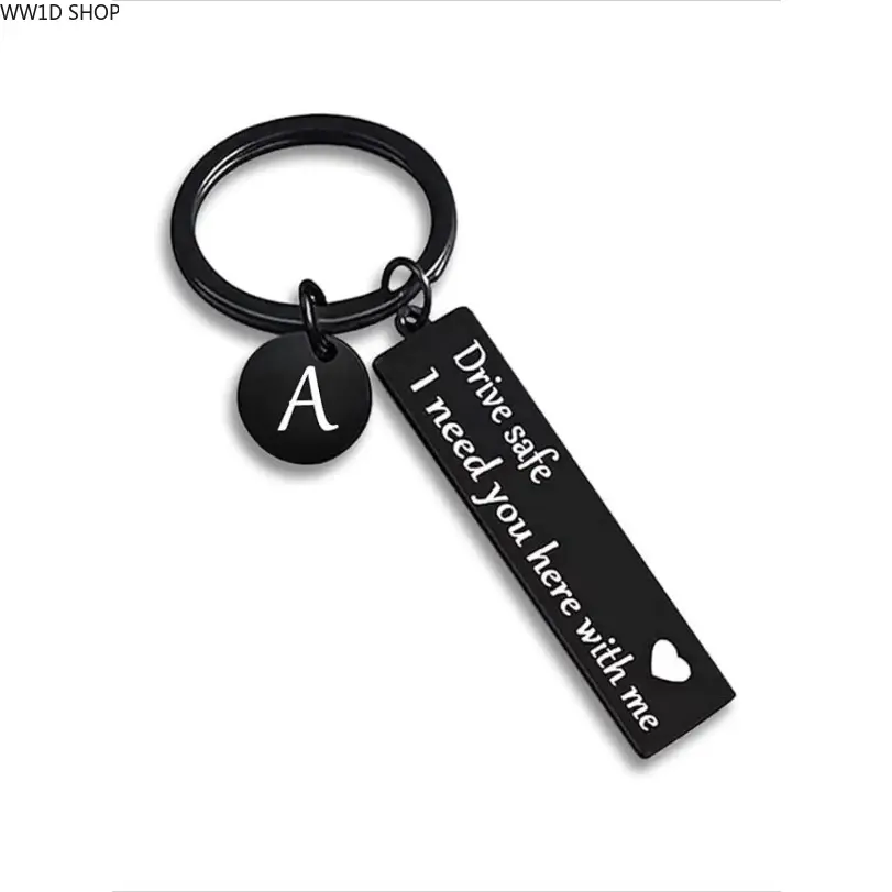 Personalized Initial Letter Keychain, Elegant Metal Pendant with Drive Safe Message, Birthday or Father's Day Gift for Boyfriend, Husband & Dad, Dad Father's Day Gifts Keyrings For Keys