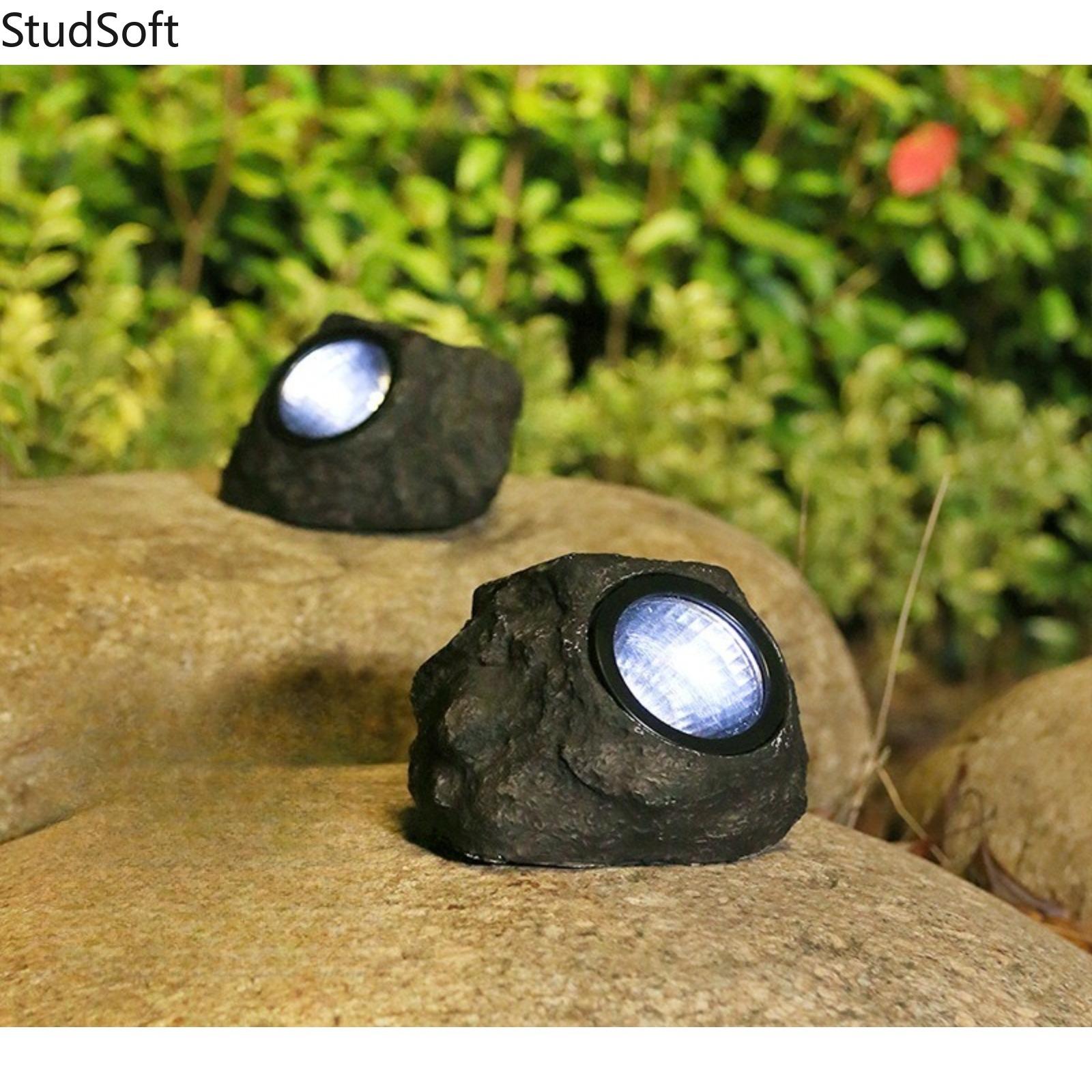 Cross-Border Solar-Powered 4-LED Faux Stone Light — Waterproof Outdoor Garden, Lawn, and Courtyard Decorative Spotlight