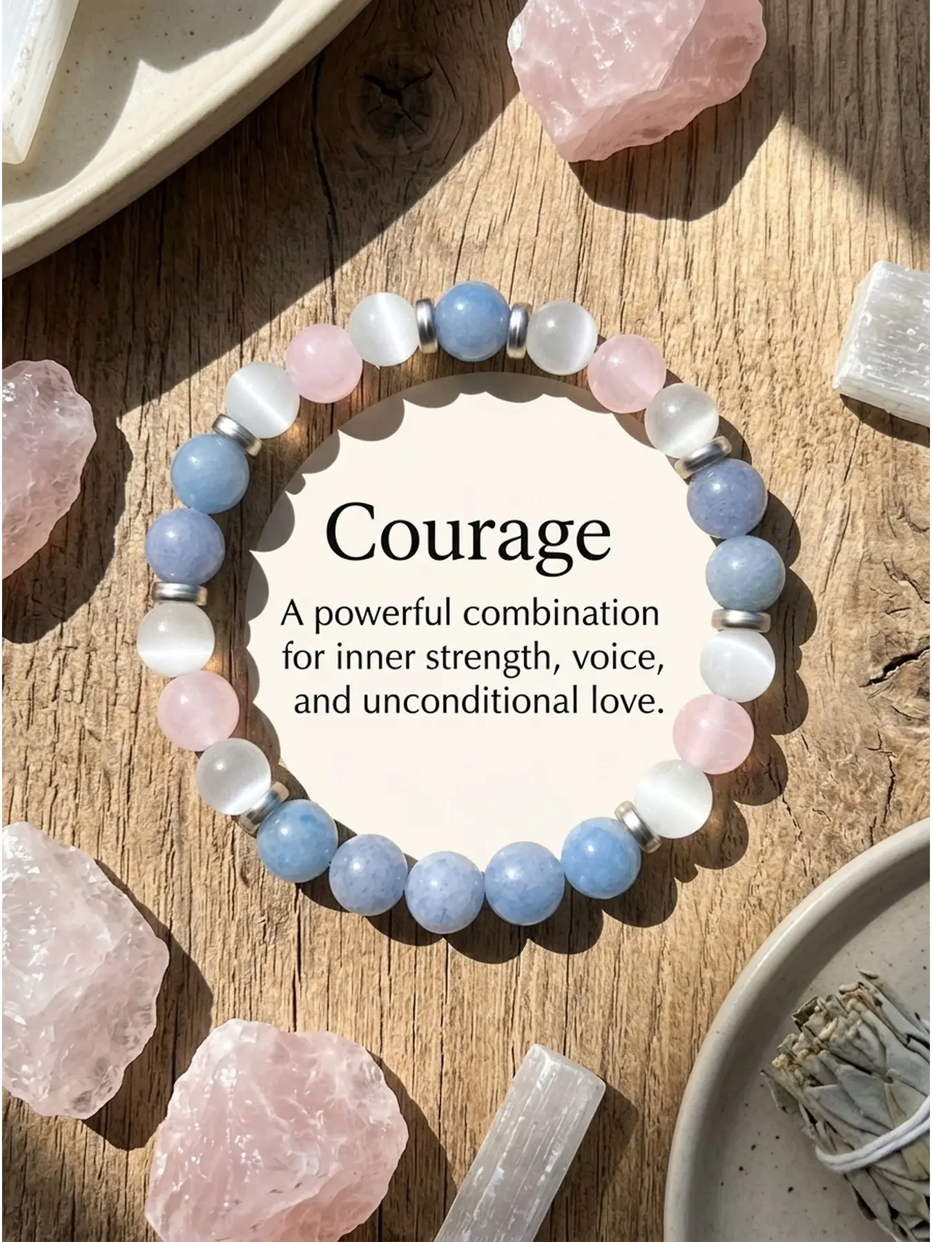Mood-Soothing Support Bracelet, Light Pink, Blue, and White Mixed Beads, Spiritual Energy Healing Wrist Accessory, Everyday Friendship Bracelet