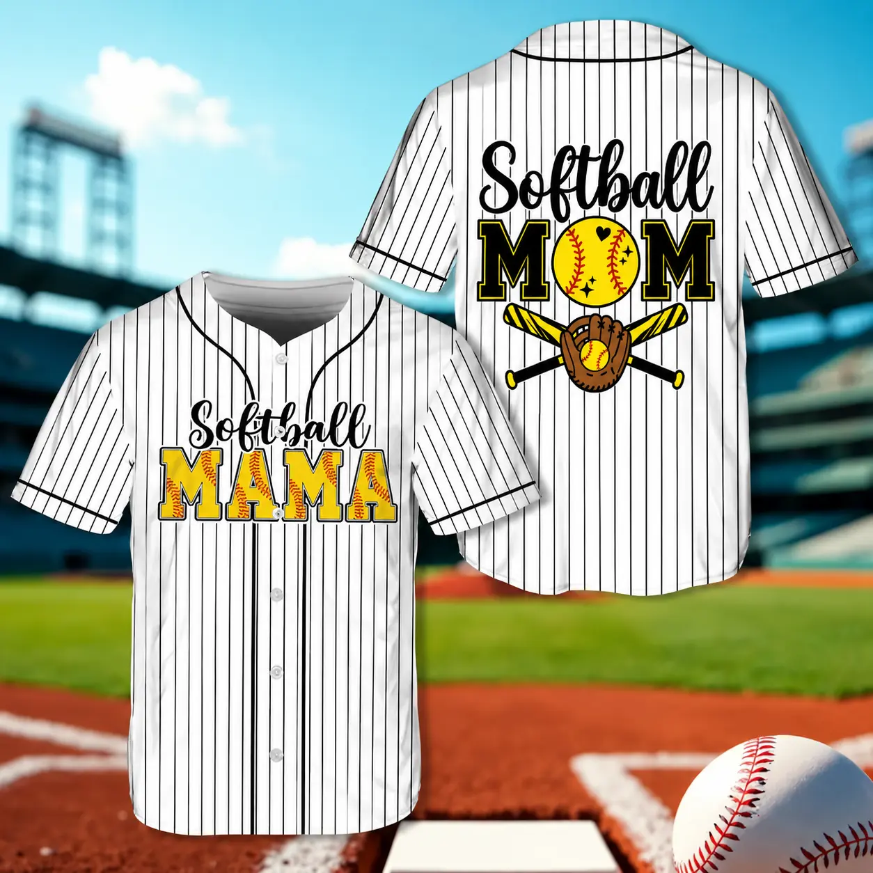 Softball Mama Baseball Jersey, Proud Sports Mom Pinstripe Jersey, Softball Player Game Day Outfit For Mom