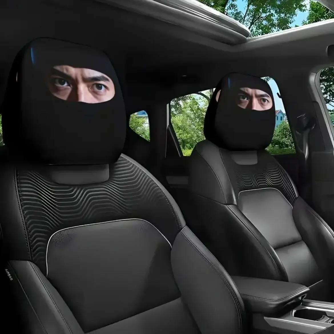 2pcs Mysterious Eye Pattern Car Pillow Covers Universal Style Unique Automotive Interior Accessories, Customizable Auto Decor for Interior Enhancement