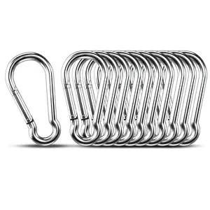 Small Carabiner Clip Hooks, 10pcs 1.57 inch Heavy Duty Carabiners, 304 Stainless Steel Spring Snap Hook for Camping Hiking, Metal Clips for Rope Chain Keychain Keys Rings