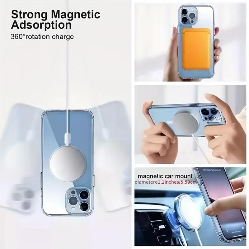 Luxury Clear Case for iPhone 17Promax 16Pro 16E 15Plus 14Pro 13 12 11 Transparent Acrylic Magnetic Wireless Charging Cover,Anti-yellowing phone case, Shockproof, Shatterproof | Compatible with MagSafe