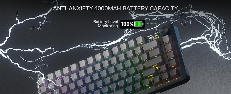 Redragon K724 PRO Wireless Gasket Gaming Keyboard w/Hype 1.14’’ TFT Screen & Knob, 81-Key 75% Mechanical Keyboard, 5-Layer Noise Dampening, Hot-Swap South-Facing RGB Socket, Gradient PBT Keycaps