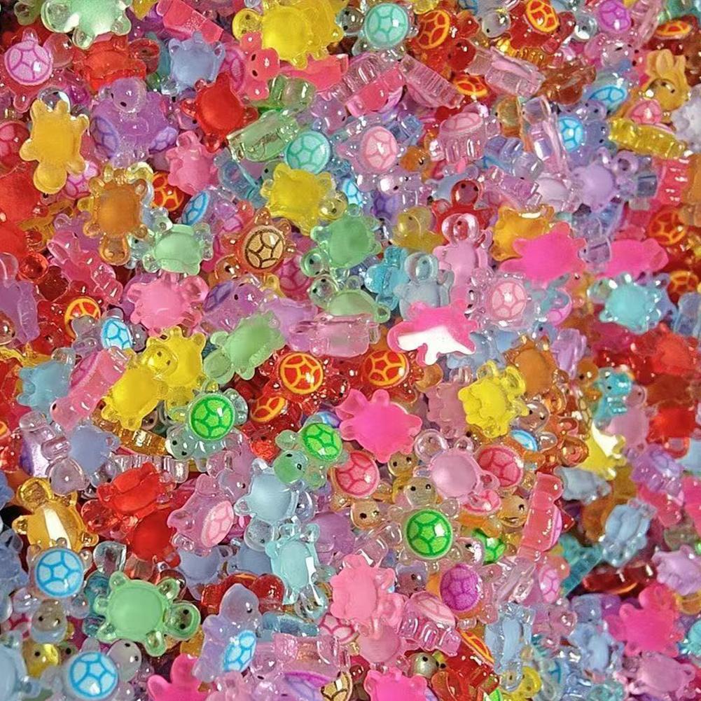 Night Glow Large Turtle+100pcs Mini Luminous Turtles Figurines Resin Craft Glowing Turtle Storage Ornament Landscape Desktop