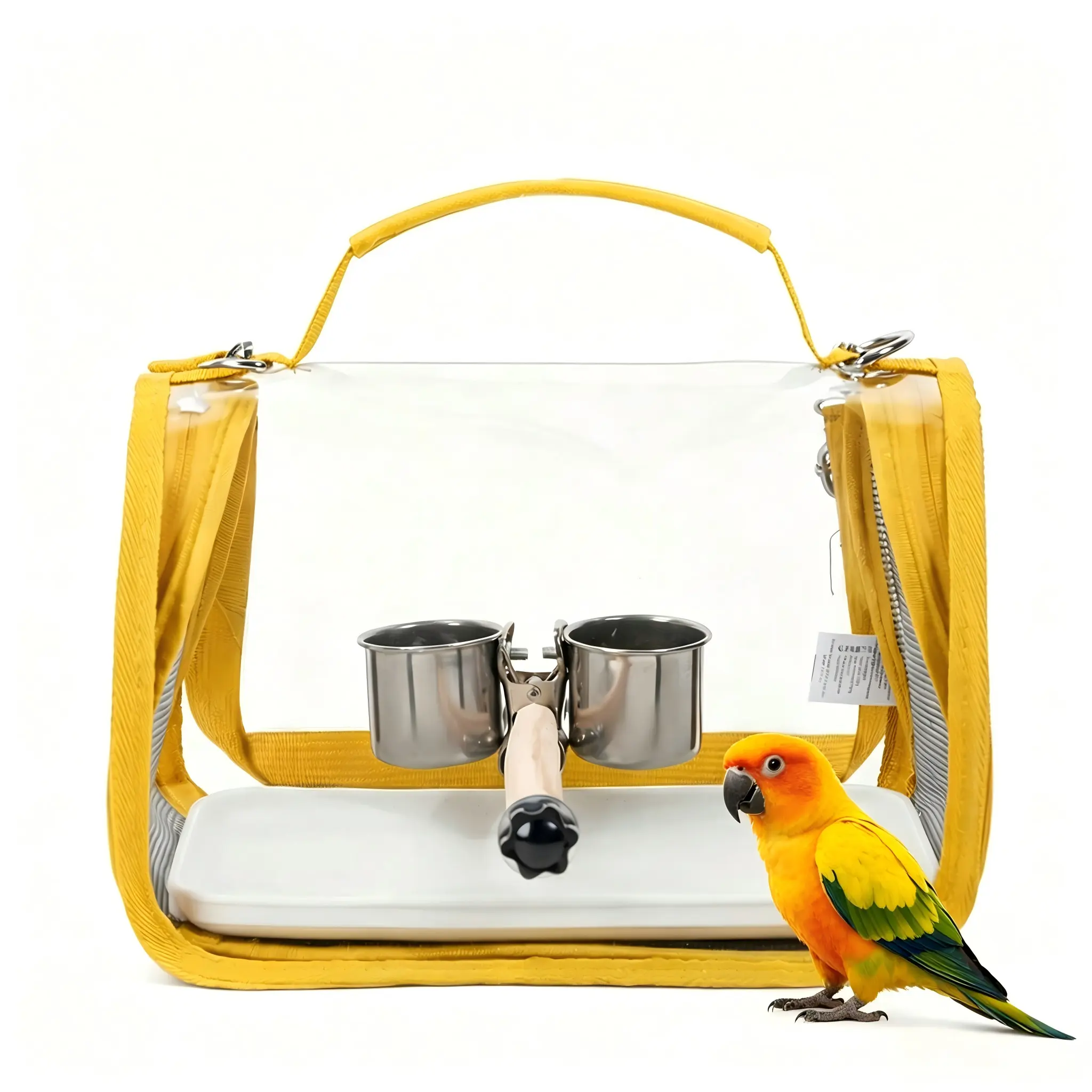 Small Bird Carrier Bag - Portable Plastic Body Cage for Sun Conures, Pigeons, Small Pets, Outdoor Adventure Bird Supplies Accessory
