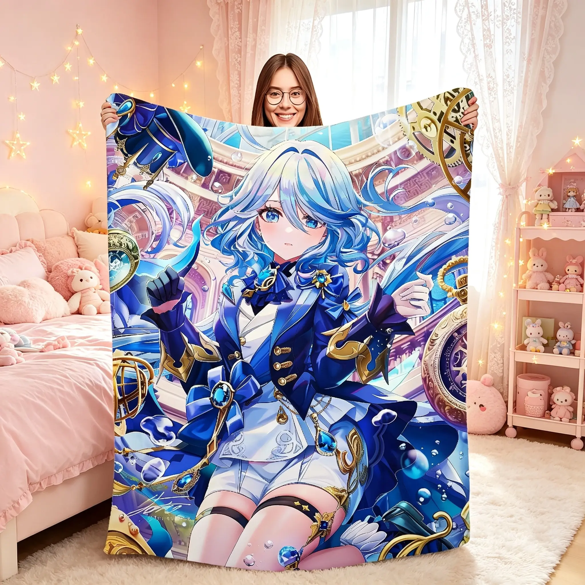 Ultra-soft flannel blanket, calming cartoon style for all seasons. Machine washable, anti-pilling, lightweight and portable. Perfect for sofas, beds, office naps, travel, camping and gifting., Artistic Theme