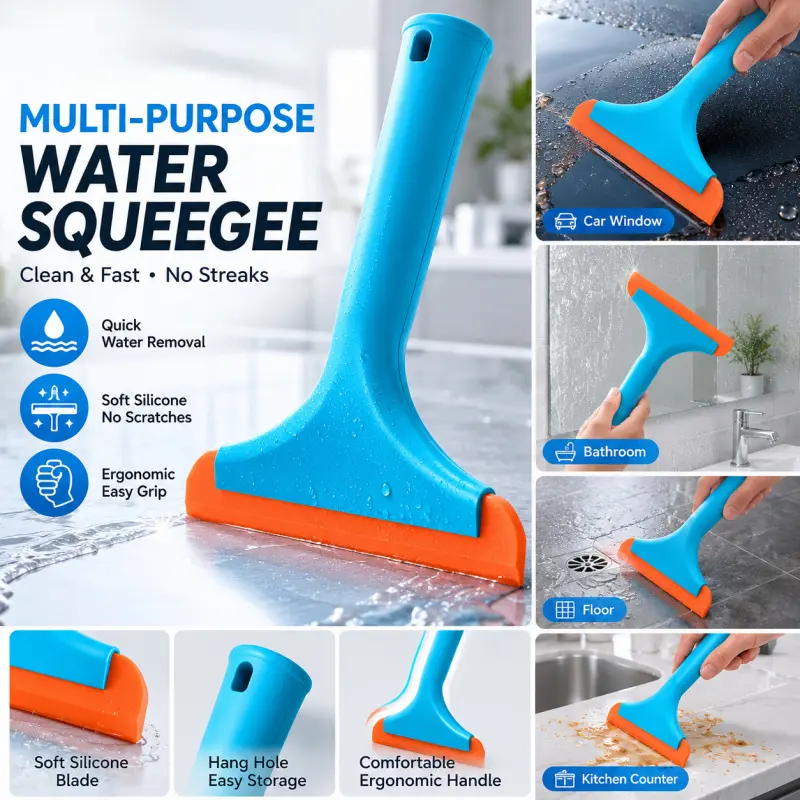 Shower Squeegee for Glass Doors, Small Squeegee for Shower Glass Door Mini Silicone Squeegee for Window, Door, Bathroom, Mirror, Car Window