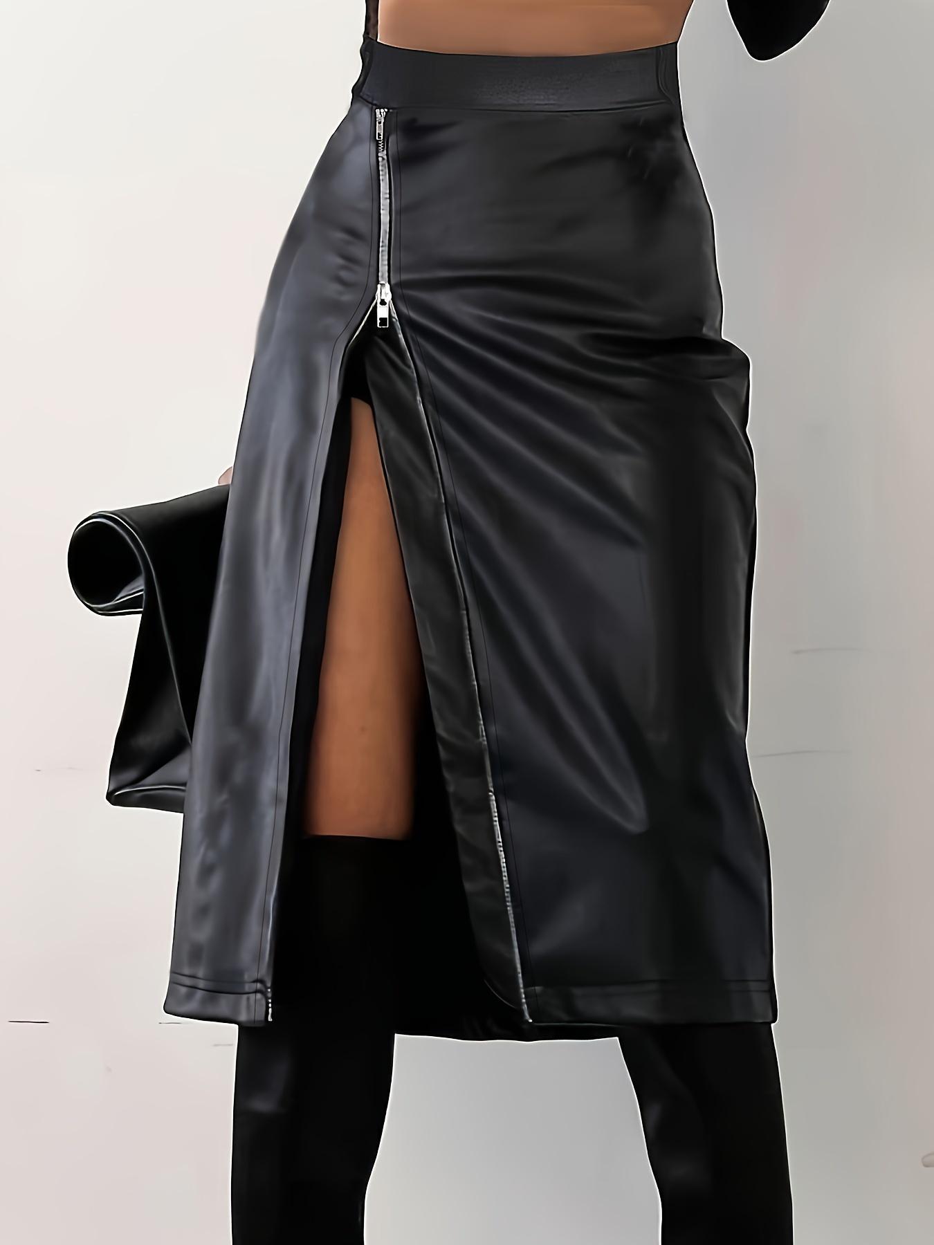 Women's Solid Zipper Back Bodycon Skirt, Elegant Fashion Casual High Waist Midi Skirt for Daily Outdoor Wear, Women's Skirt for Spring Fall, Womenswear