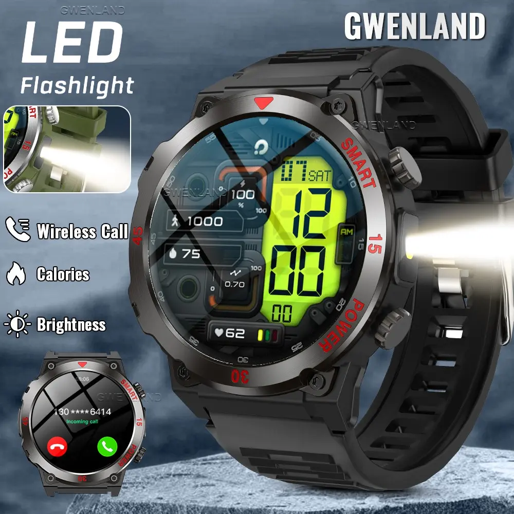 GT11 Outdoor Sports Smart Watch, Rugged Mechanical Design, HD Round Screen, Wrist Calls, Multiple Sport Modes, Weather and Magnetic Charging