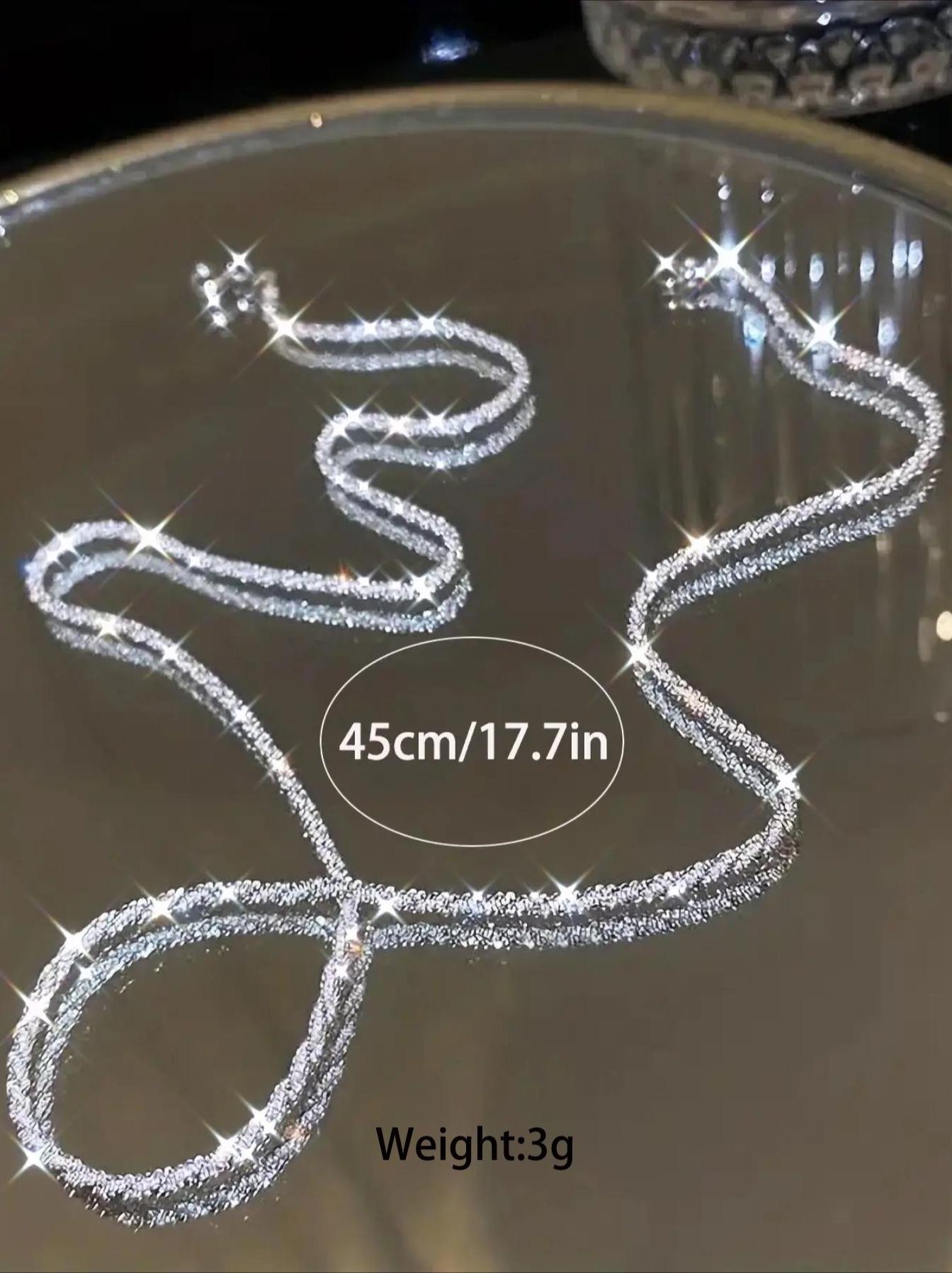 Sparkling Glitter Chain Necklace, Elegant Minimalist Women's Jewelry 2026, Dainty Layering Necklace for Party, Daily & Back to School, Trendy All-Match Accessory & Perfect Anniversary Gift