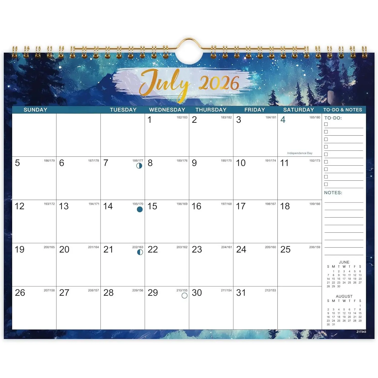 Calendar 2026-2027 - 2026-2027 Wall Calendar, JUL 2026 - DEC 2026, 11" x 8.5", Calendar 2026-2027, 2026-2027 Wall Calendar 18 Month with Spiral Binding,  Hook, Notes, To-do List,  for Organizing