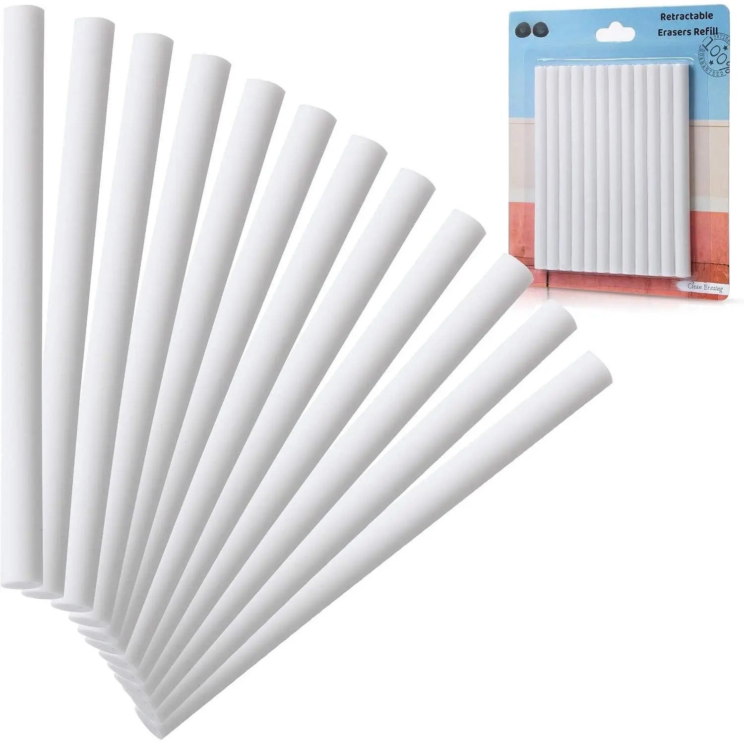 - Eraser Refill, 12 Pack,  Mechanical Eraser Refills |  for Retractable Erasers, Smudge-Free, , Ideal for Artists, Students and Office Use