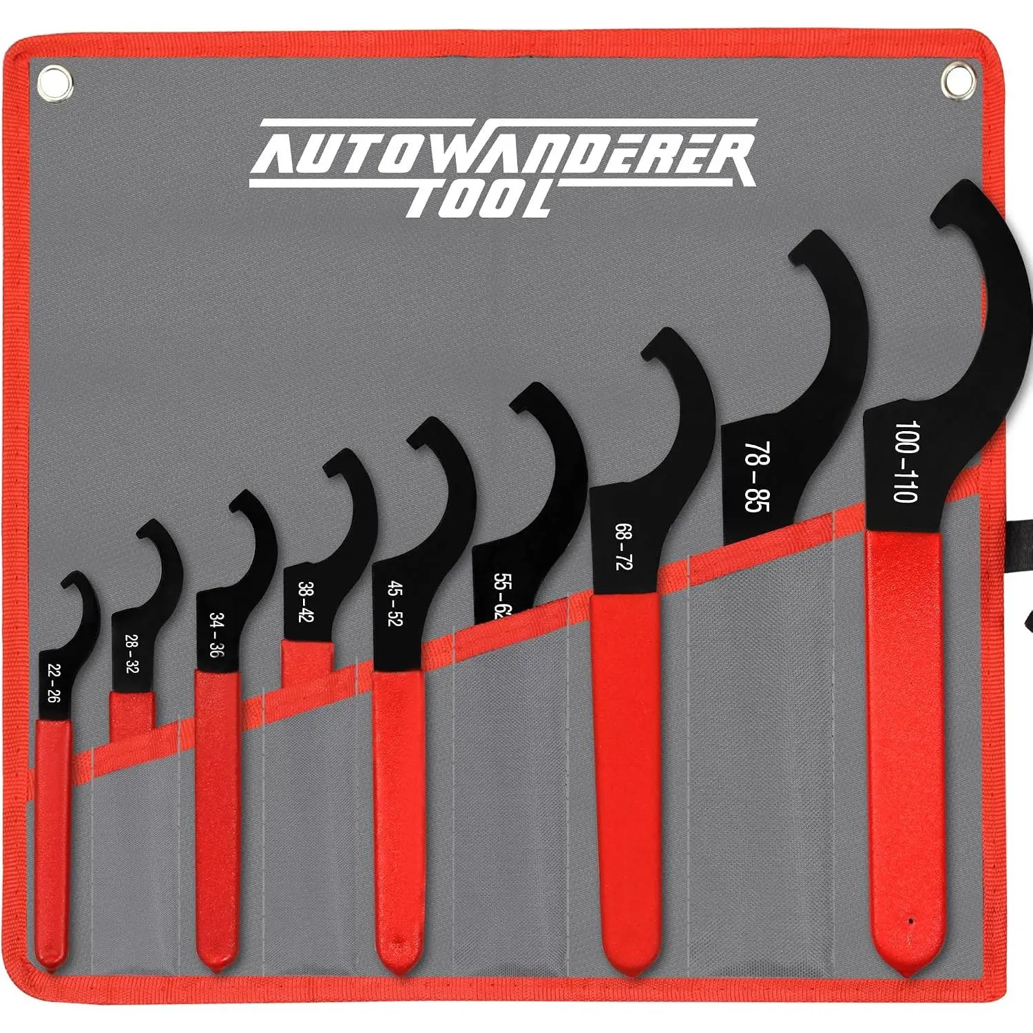 9Pcs Coilover Spanner Wrench Set,Carbon,Red Handle