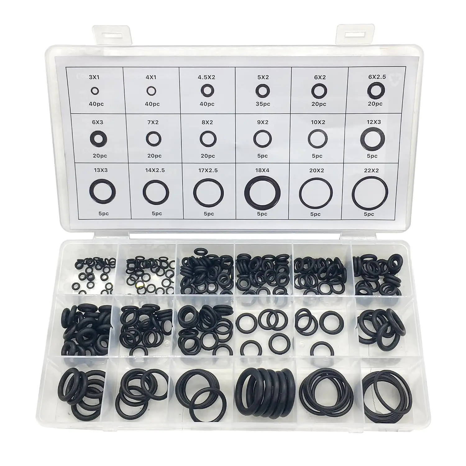 300 count O Rings Rubber Gasket  Kit Set 18 Sizes Seal Washers for  Repairs Plumbing Faucet Mechanic Gas Air Connections (Black)
