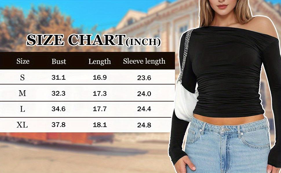 Women's off-the-shoulder top, long-sleeved short casual one-shoulder shirt for going out, one-shoulder Y2K tight shirt