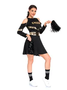 Women's Fashion Cheerleading Costume with Wrist Flowers Cheer Up Outfit European and American Style Cheerleader Cosplay Clothing Multi-scene Suitable