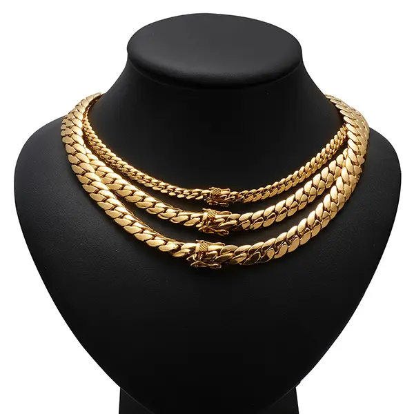 Hip Hop Gold Color Cuban Miami Link Chain Necklace or Bracelet for Men and Women Rapper Jewelry whip chain