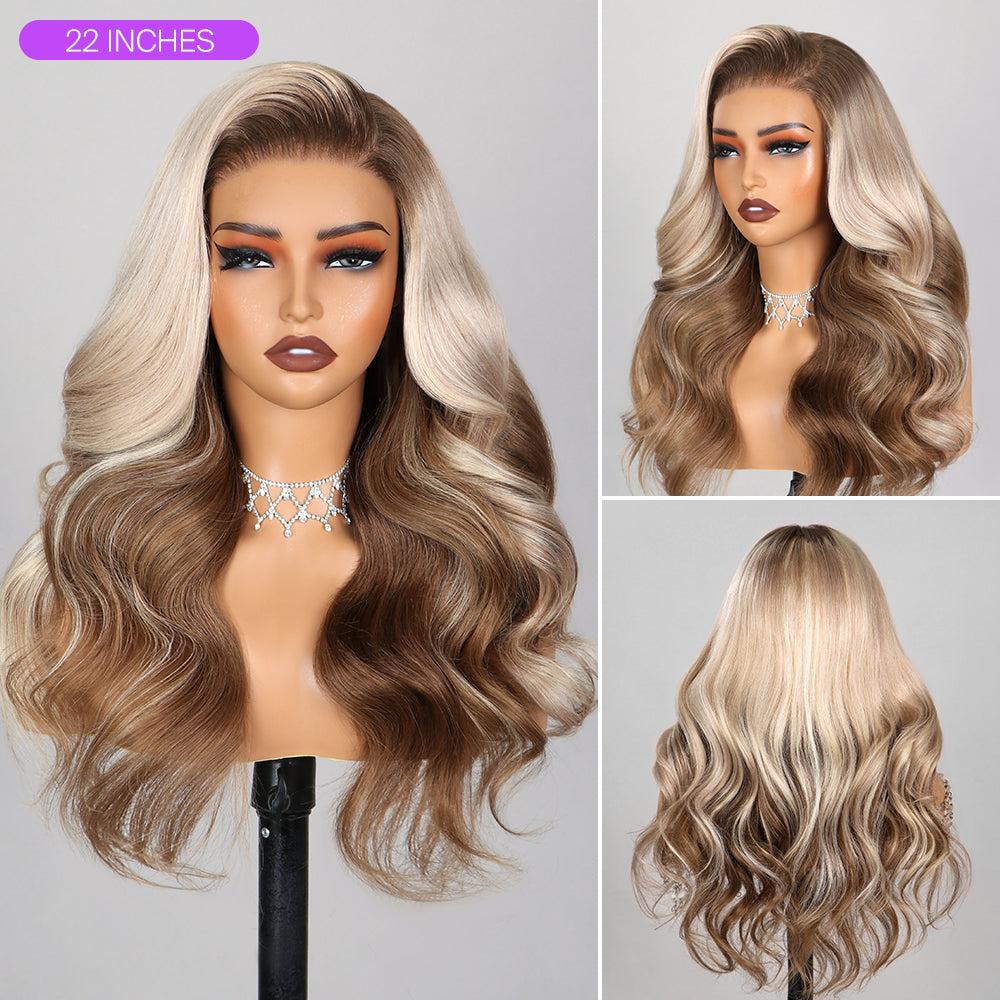 Megalook 13x6 Three Go Glueless Lace Front Human Hair Wig CB Ombre Blond Fashion Color Pre Cut and Pre Plucked with Drawstring 100% Human Hair Wig More Health SpringStatements