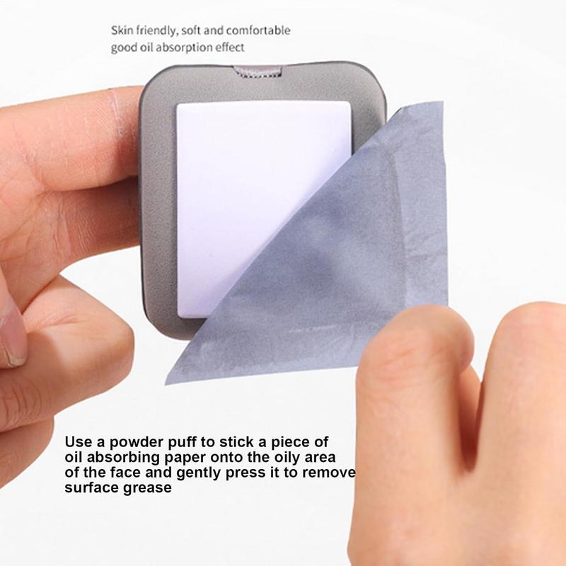 Portable Oil Absorbing Face Paper with Mirror & Puff, 500pcs/set 2 IN 1 Blotting Sheet with Mirror Puff Makeup Blotting Paper for Oily Skin, Oil Control Face Paper Facial Makeup Tool