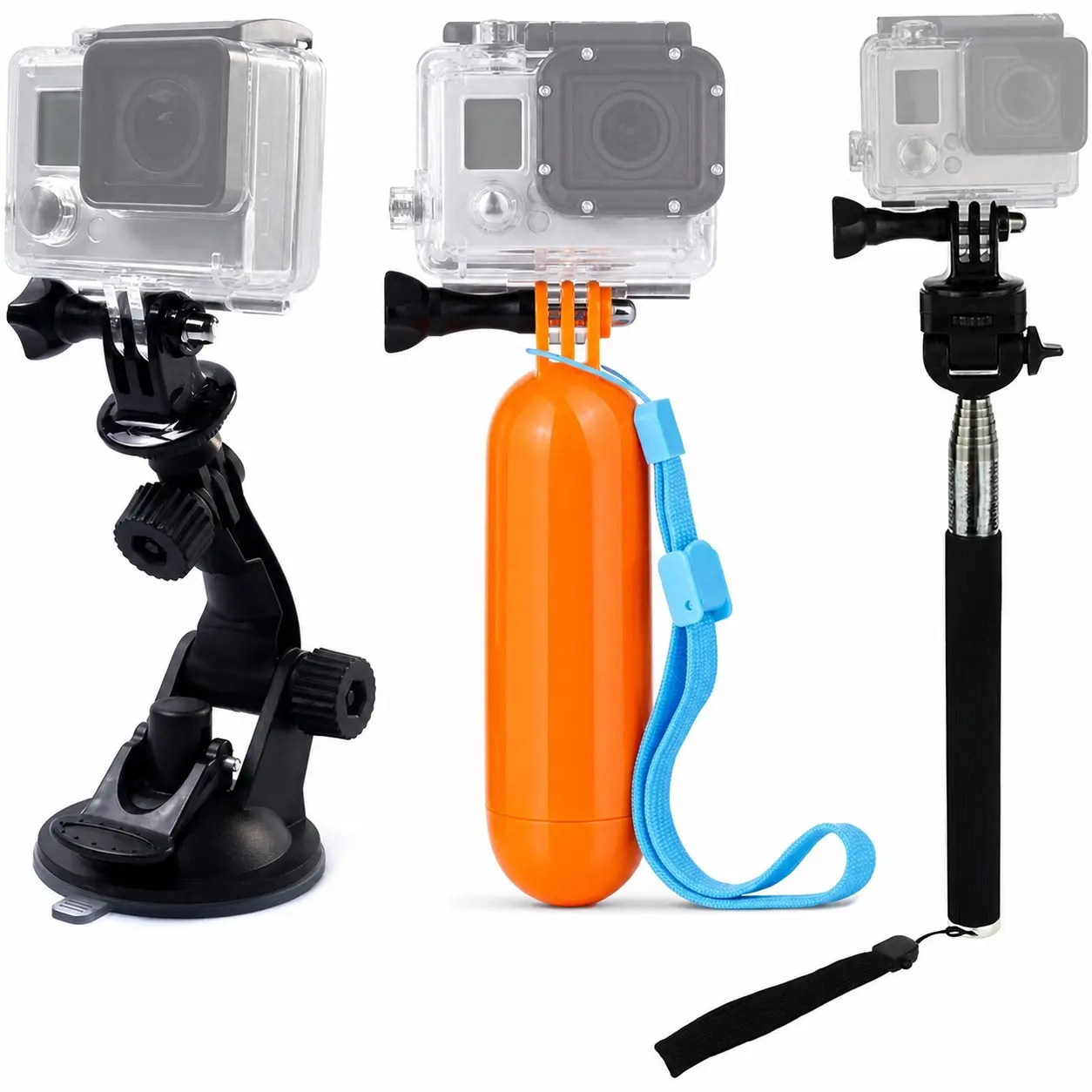 Action Camera Accessories Kit Compatible with Gopro Hero 13/12/11/10/9/8/AKASO EK7000/Brave 4/Brave 7 LE/DJI Osmo Action 5 pro/ODDV/Xilecam, Selfie Stick Suction Cup Mount Floating Handle Grip