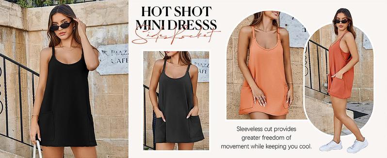 Imily Bela Women's Summer Mini Dress Casual Workout Tennis Dress with Shorts Sleeveless Althletic Dresses M7D272