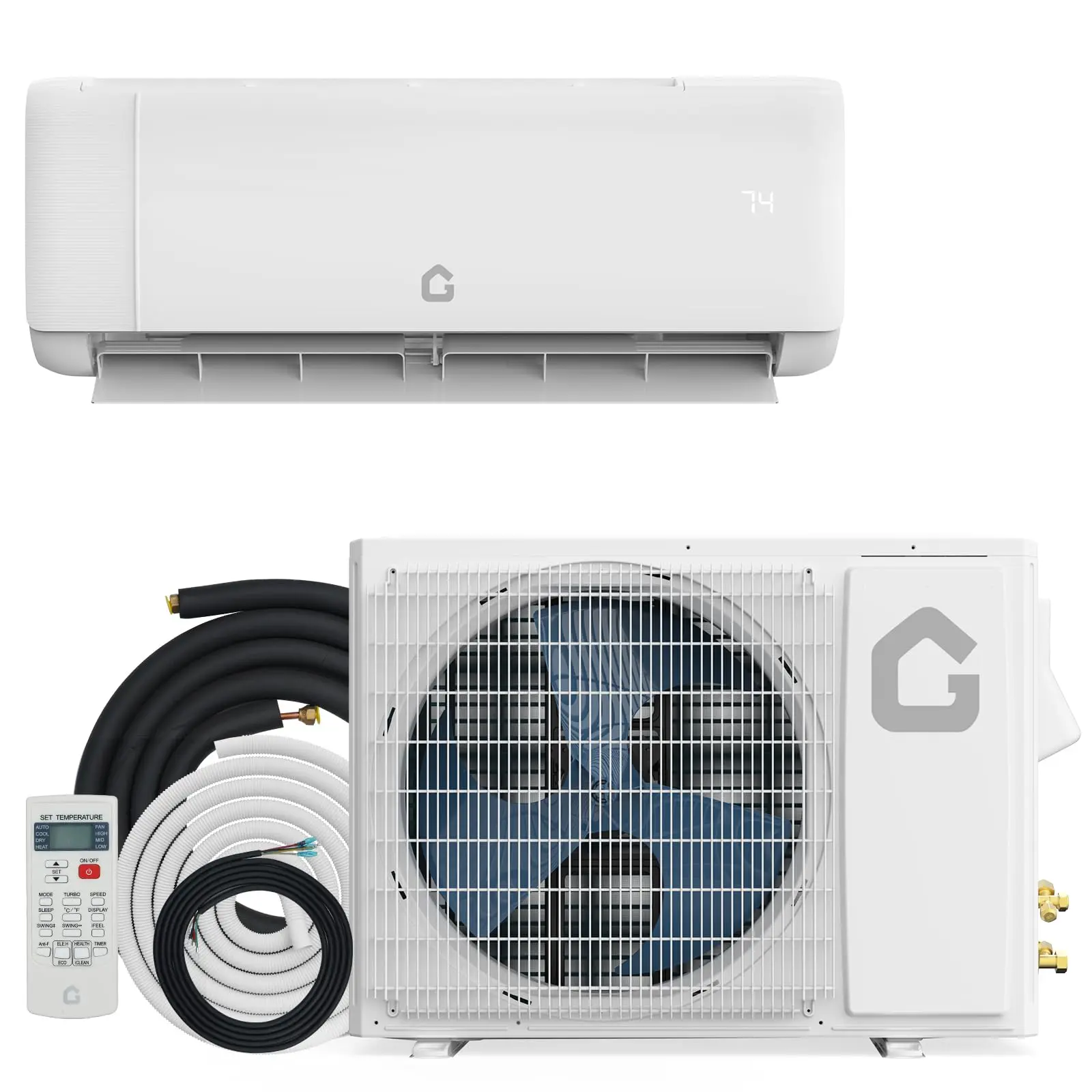 GAOMON 9000 BTU Ductless Mini Split Air Conditioner - 18.5 SEER2 Rated Inverter AC with 230V, Heat Pump System, Outdoor Unit, Cools Up to 450 Sq. Ft, Alexa-Compatible, White