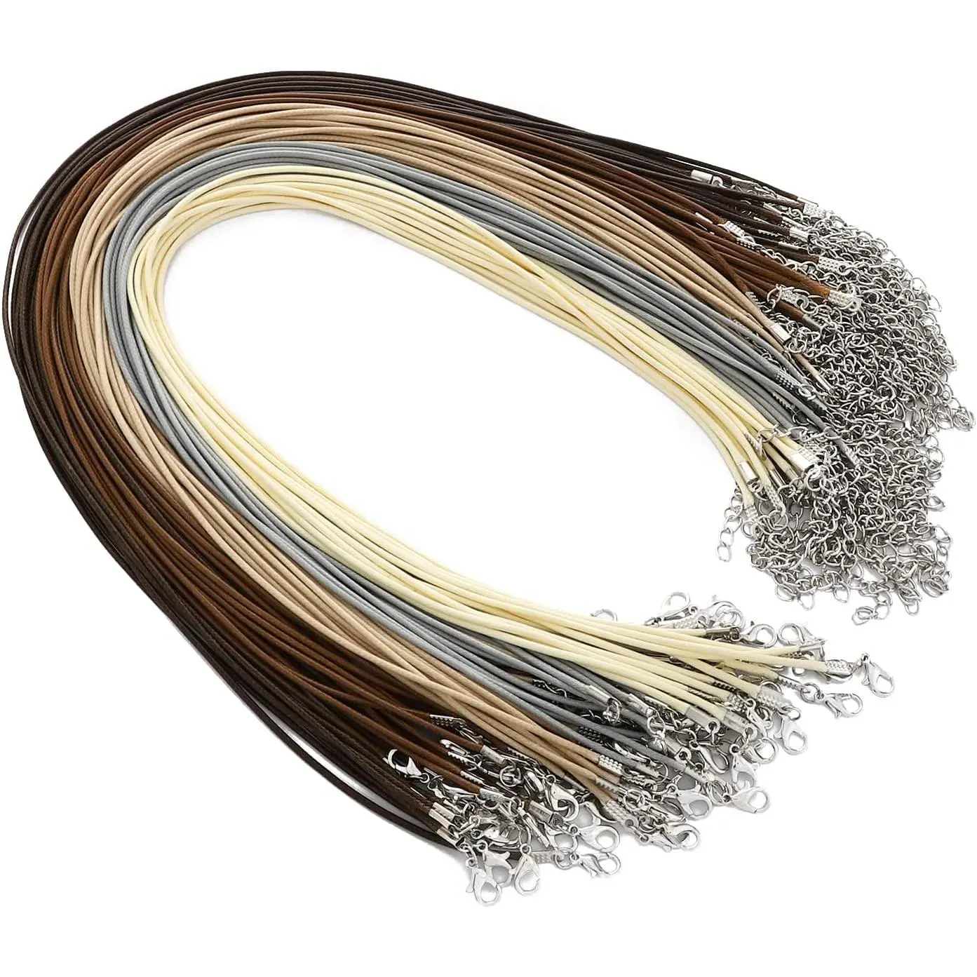 100 count Waxed Necklace Cord with Clasp Bulk Necklace String Bracelet Rope Cords for  Making Pendants DIY Supplies (Multicolor-B, 18 Inches)