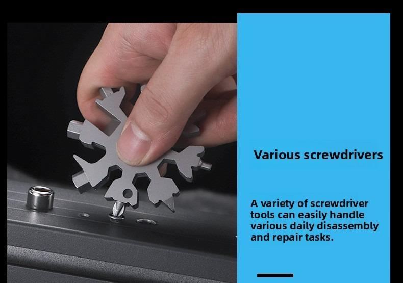Multi-functional key snowflake wrench, multi-purpose electrician tool, universal portable screwdriver