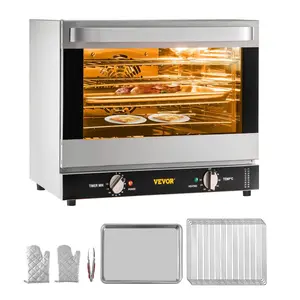 VEVOR Commercial Convection Oven, 21L/19Qt, Quarter - Size Conventional Oven Countertop, 1440W 3 - Tier Toaster with Front Glass Door, Electric Baking Oven with Trays Wire Racks Clip Gloves, 120V, ETL Lis