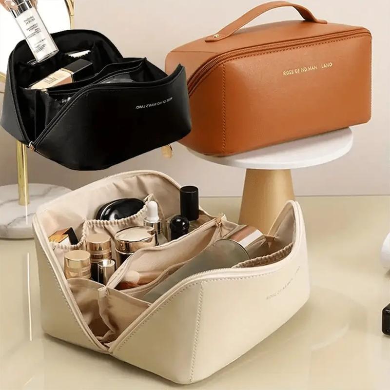 Sleek Luxury Travel Makeup Bag - Large Capacity Portable Handheld | Water-Resistant Multiple Pockets | Travel/Everyday Must-Have