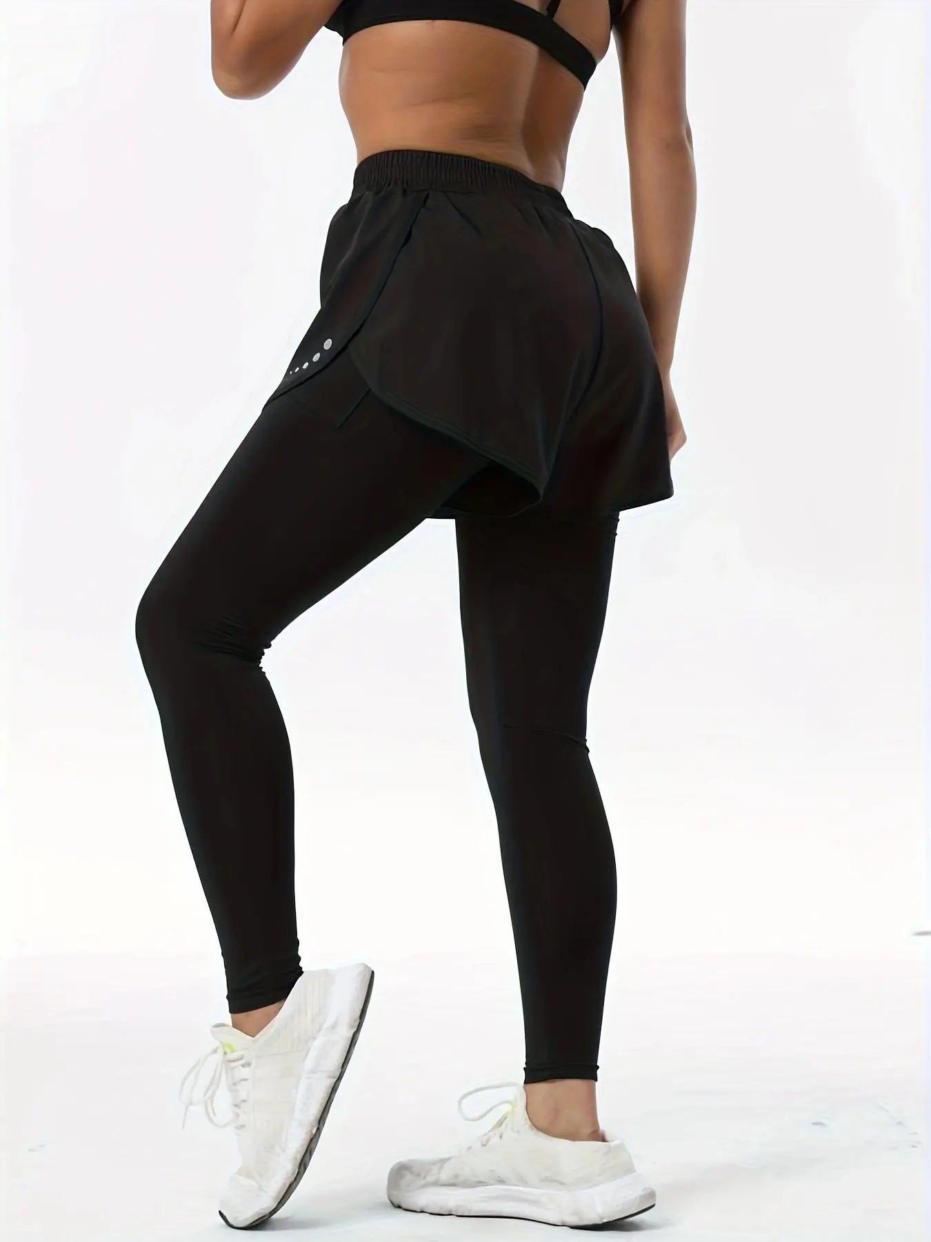 Double-Layer Anti-Exposure Sport Pants, High Elasticity Quick-Dry Breathable, Outdoor Running, Yoga Training, Daily Commute