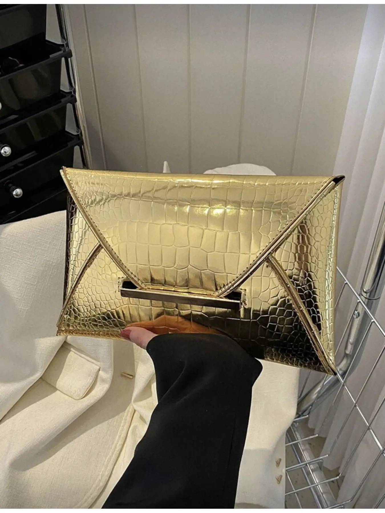Women's PU Envelope Clutch Bag Crocodile Snake Pattern Minimalist Solid Color Wedding Party Handbag New Year Gift Evening Bag
