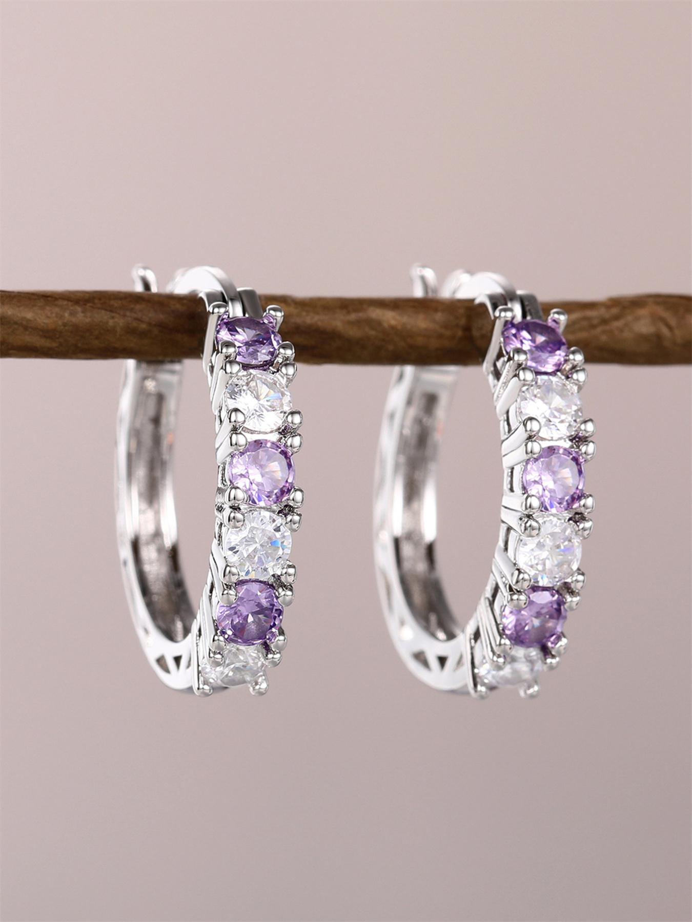 Fashion Artificial Zircon Decorated Hoop Earrings, Anniversary Wedding Party Earrings, Fashionable Jewelry Gift for Women