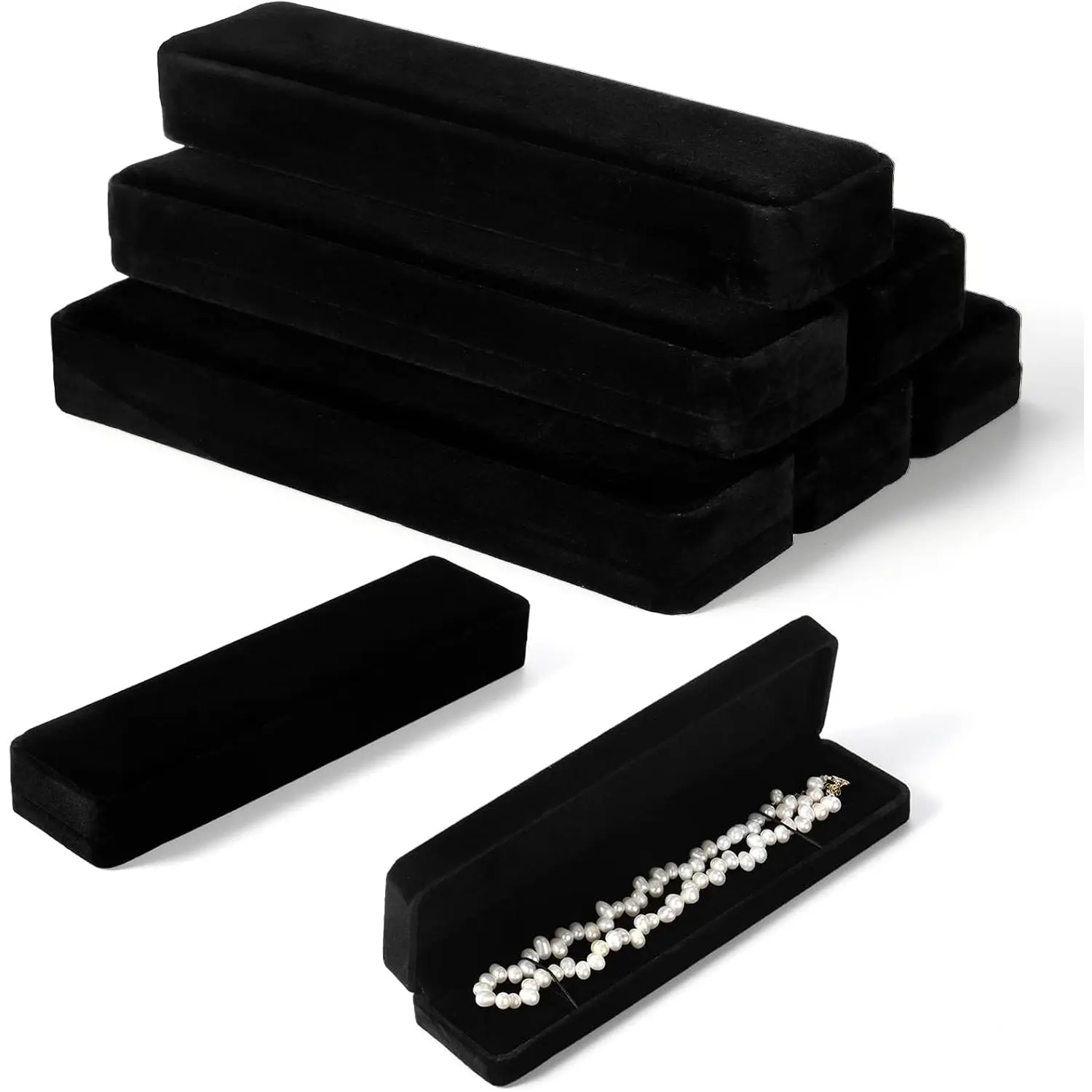 8 count Long   Chain Necklace  Box Set, Black   Boxes  Present Boxes, Necklace Storage Case for Wedding Engagement Christmas Anniversaries Birthday