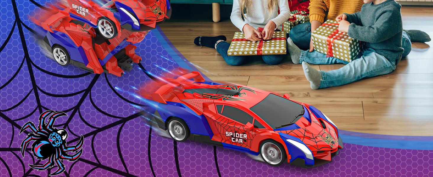 Transform Rc Cars for Boys 4-7 8-12, 2.4Ghz Remote Control Car 1:18 Scale Transforming Robot, One-Button Deformation 360° Rotation Car Toy Gifts for Boys 3-5