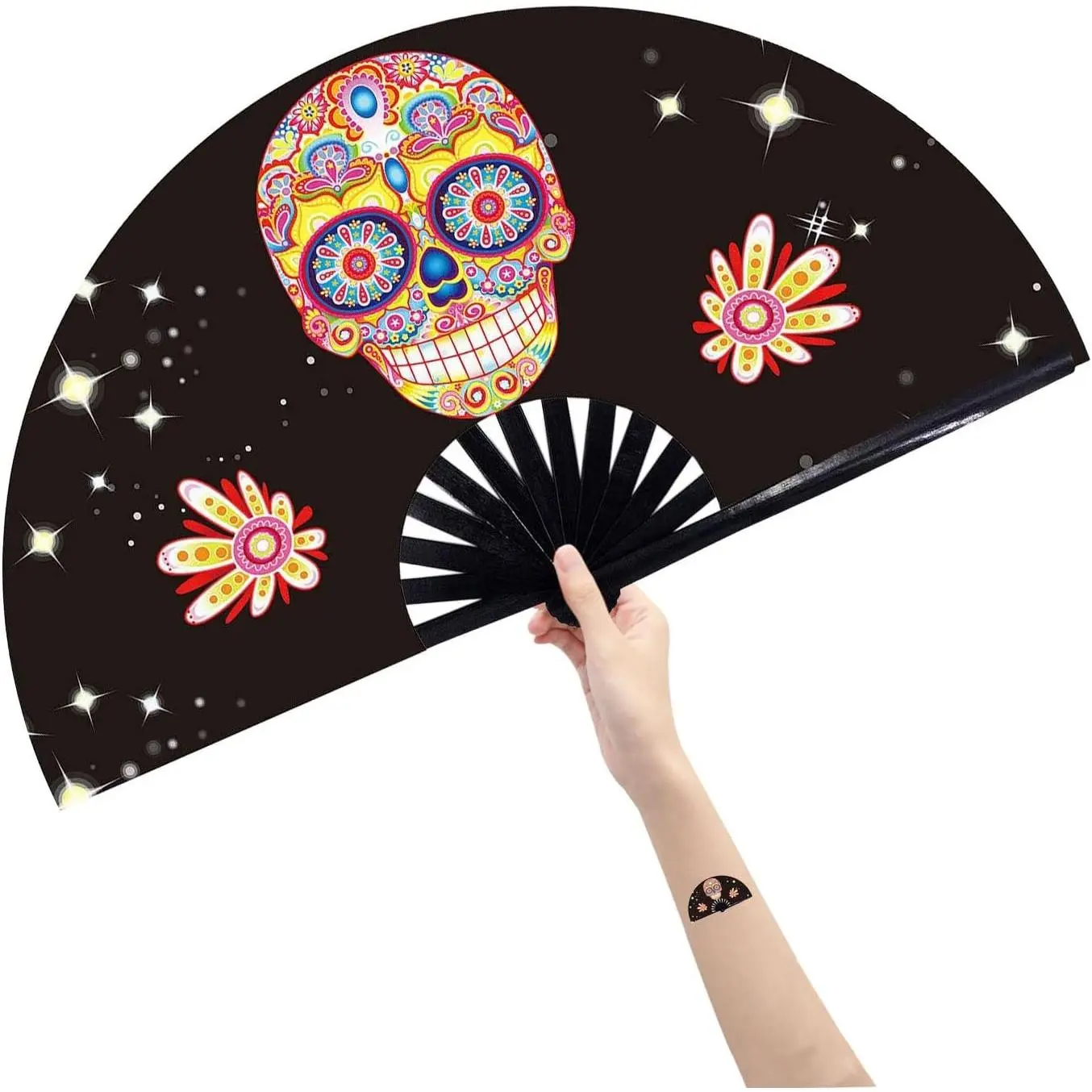 Large Folding Hand Rave Popping Clacking Fan for Line Dancing Party Decoration Festival