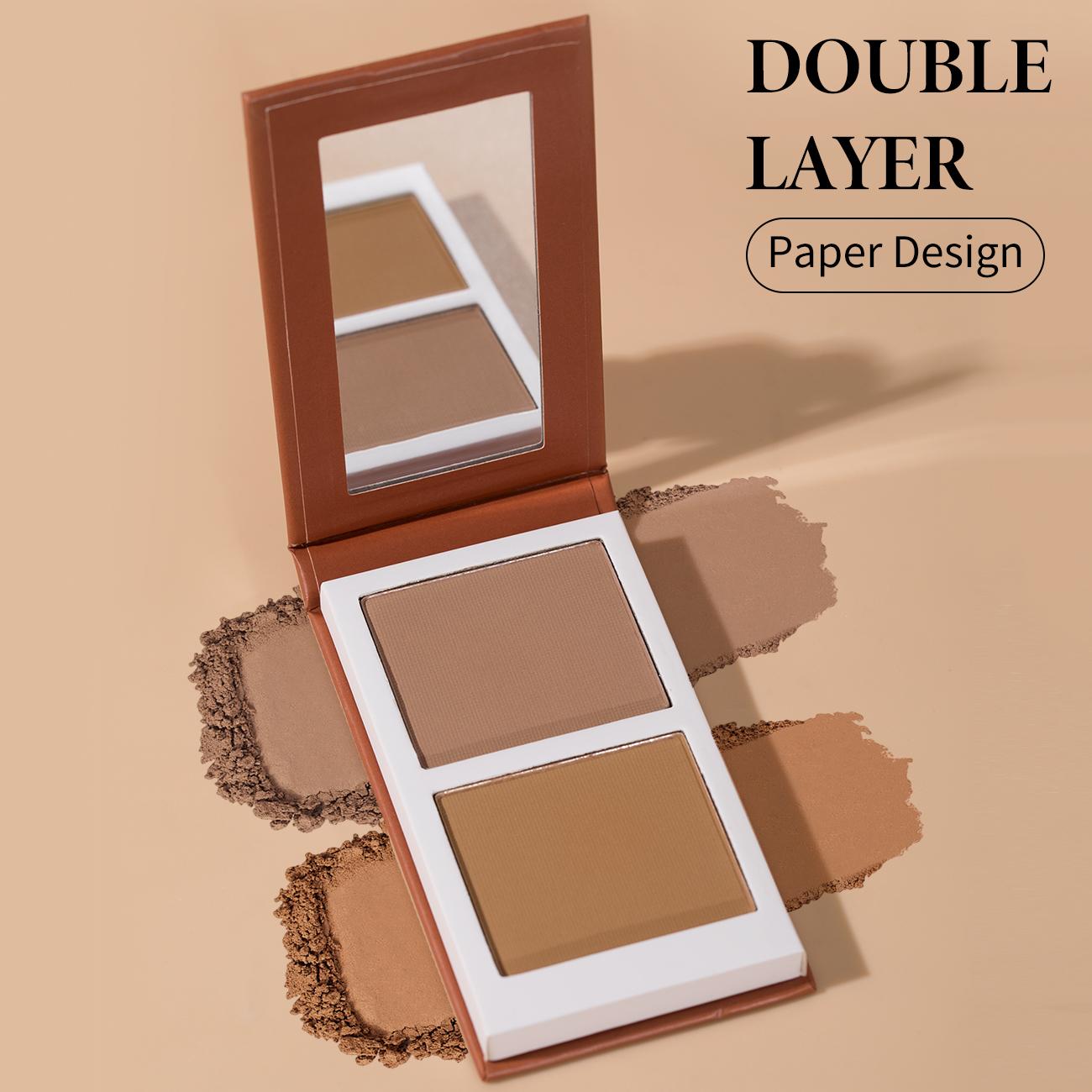 2 Color Contouring Palette, 1 Count Long-lasting Matte Bronzer Palette, Cheek Contour Press Powder, Makeup Gift for Women, Daily Makeup, Matte Buildable Contour, Contour Powders