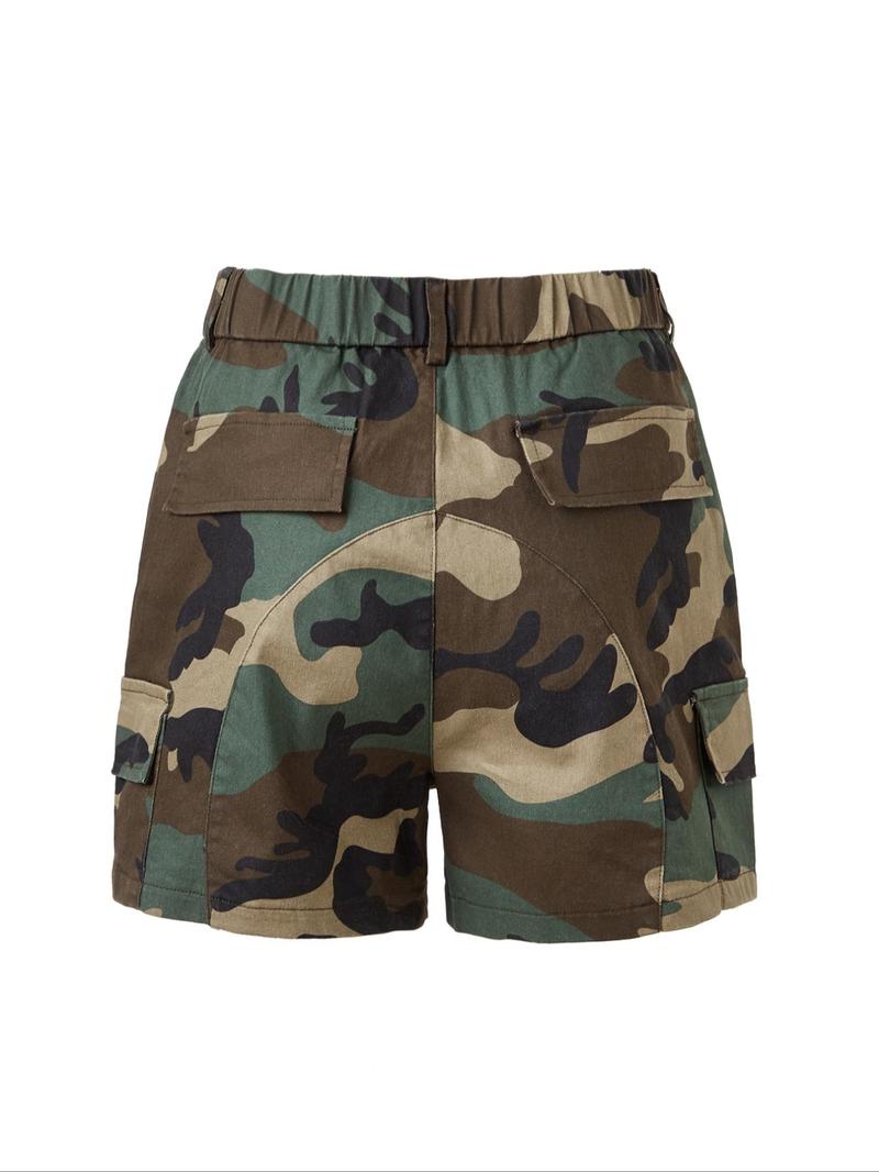 Women's Camo Print Shorts, Casual Comfy Pocket Design Shorts for Daily Wear, Ladies Bottoms for All Seasons
